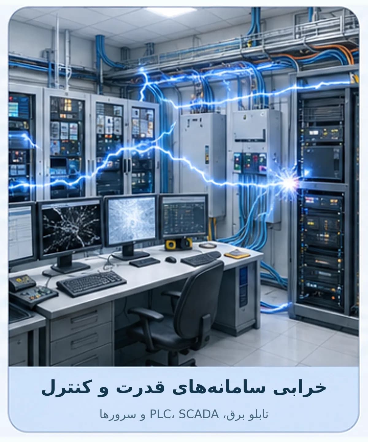 آسیب صاعقه و اضافهولتاژ به تابلو برق، PLC، SCADA، سرور و تجهیزات اتاق کنترل